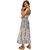 Summer Bohemian Print Strap Long Dress