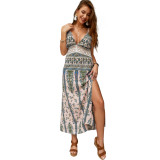 Summer Bohemian Print Strap Long Dress