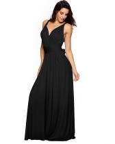 Sexy Deep V-neck Rope Cross Back Bridesmaid Evening Dress