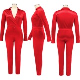 Plus Size Satin Wrapped Bodysuit and Matching Pants Set