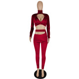 Autumn Party Sexy Cut Out Crop Top and Pants Set