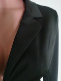 Autumn V-Neck Patchwork Peplum Two Piece Plain Formal Suit