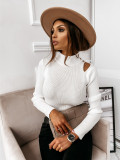 Autumn Turtleneck Cut Out Knitted Basic Top