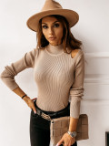 Autumn Turtleneck Cut Out Knitted Basic Top
