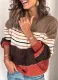 Winter Colorful Contrast Stripes Round Neck Pullover Sweater