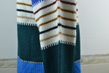 Winter Colorful Contrast Stripes Round Neck Pullover Sweater