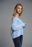 Autumn Sexy Cross Back Pullover Sweater with Bat Sleeves