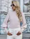 Autumn Solid Plain Puff Sleeve Turtleneck Pullover Sweater