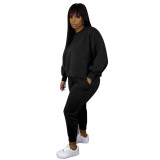 Winter Casual Solid Plain O-Neck Sweat Suit