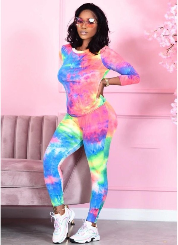 Autumn Casual Tie Dye Shirt and Pants Set