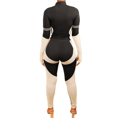 Autumn Sports Fitness Contrast Shirt and Legging Set