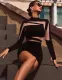 Autumn Vintage Patchwork Turtleneck Sexy Mini Dress