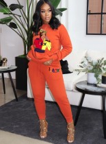 Autumn Casual Print O-Neck Sweatsuit