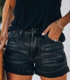 Summer Black Washed Regular Deinm Shorts