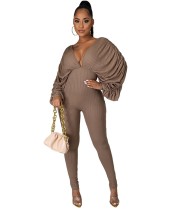 Autumn Party Bat Sleeve V-Neck Formal Jumpsuit