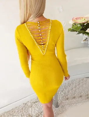 Autumn Party Sexy Hollow Out Plain Mini Dress