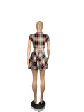 Summer Party Plaid Print Sexy Crop Top and Pleated Skirt Set
