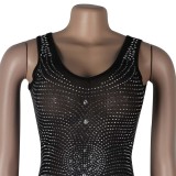 Summer Party Black and Silver Sparkly Sleeveless Bodycon Dress