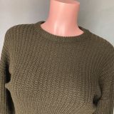 Winter Puff Sleeve O-Neck Pullover Short Sweater