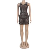 Summer Party Black and Silver Sparkly Sleeveless Bodycon Dress