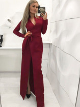 Winter Red Formal Wrapped Long Gown