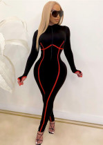 Autumn Party Sexy Front Zipped Bodycon Jumpsuit