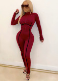 Autumn Party Sexy Front Zipped Bodycon Jumpsuit