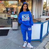 Winter Letter Print O-Neck Sweat Suit