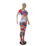 Summer Party Colorful Tight Sexy Shirt and Pants Set