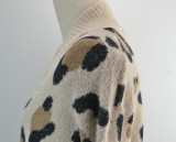 Winter Leopard Print Bat Sleeves Long Sweater Coat
