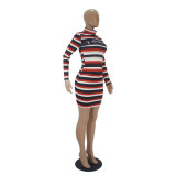 Autumn Party Stripes Shirt and Matching Mini Skirt Set