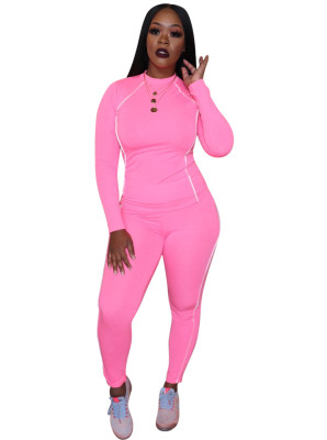 Autumn Sports Long Sleeves Tight Top and Pants Set