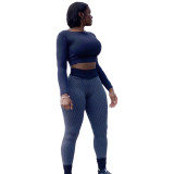 Autumn Sports Fitness Cut Out Crop Top and Scrunch Legging Set
