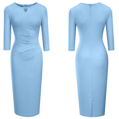 Vintage Style Solid O-Neck Cut Out Midi Dress