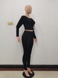 Winter Party Sexy Lace Up Crop Top and Stacked Pants Matching Set