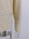 Spring Solid V-Neck Pullover Loose Sweater