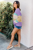 Spring Contrast O-Neck Pullover Loose Sweater