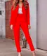 Spring Elegant Solid Blazer and High Waist Pants Matching Suit