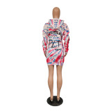 Spring Print Tie Dye Short Hoody Dress