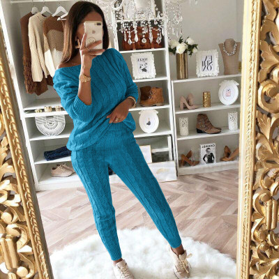 Winter Casual Sweater Top and Pants Matching Set