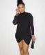 Spring Party Black Wrapped Mini Dress