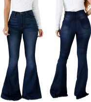 Winter Stylish Blue High Waist Flare Jeans