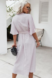Spring Elegant Solid Lace Patch Long Dress with Wide Sleeves