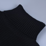 Winter Turndown Collar Sleeveless Long Loose Sweater