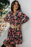 Spring Casual V-Neck Floral Skater Dress