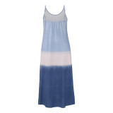 Summer Casual Sleeveless Side Slit V-Neck Long Dress