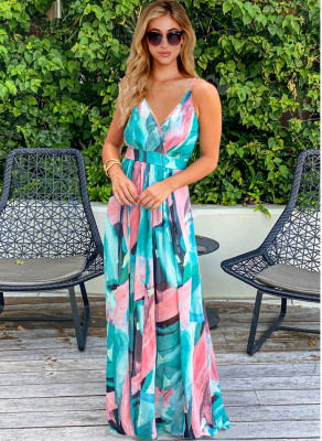 Summer Casual Floral Strap Long Dress