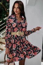 Spring Casual V-Neck Floral Skater Dress