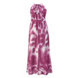 Summer Elegant Tie Dye Scoop Neck Long Dress