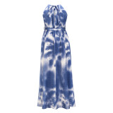 Summer Elegant Tie Dye Scoop Neck Long Dress
